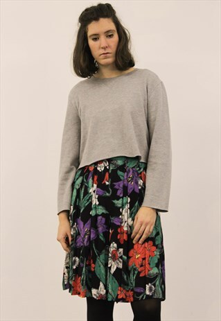 VINTAGE 1970S GREEN AND PURPLE PATTERNED CULOTTES