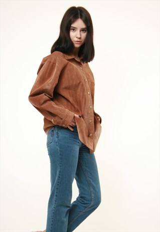 VINTAGE VTG RARE RETRO SUEDE SHIRT BLOUSE AA250