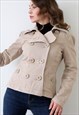 Vintage Casual Jacket Collared Button-Down Beige Y2k Utility