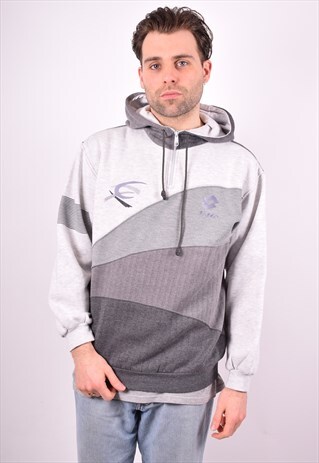 LOTTO MENS VINTAGE HOODIE JUMPER MEDIUM GREY 90S