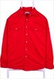 Vintage 90's Clique Shirt Plain Long Sleeve Button Up Red