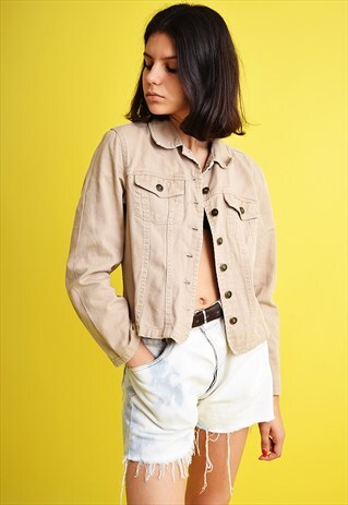 90'S RETRO DENIM CREAM OVERSIZED MOM'S JACKET