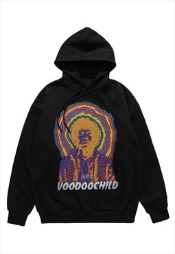 Jimmy Hendrix hoodie voodoo pullover raver top in black