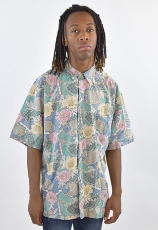 VINTAGE 90S PATTERNED FLORAL HAWAIIAN SUMMER SHIRT