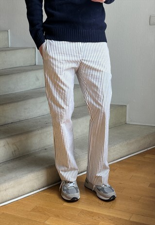 BURBERRY PRORSUM PANTS SUIT TROUSERS STRIPED BOOT CUT