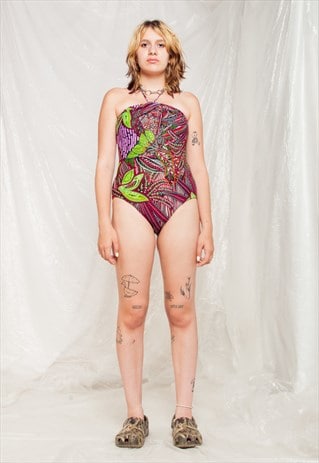 Vintage Ywimsuit 90s Psychedelic Floral Beachwear