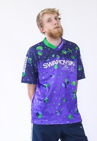 MENS VINTAGE SWAROVSKI PUMA BIG LOGO JERSEY SHIRT