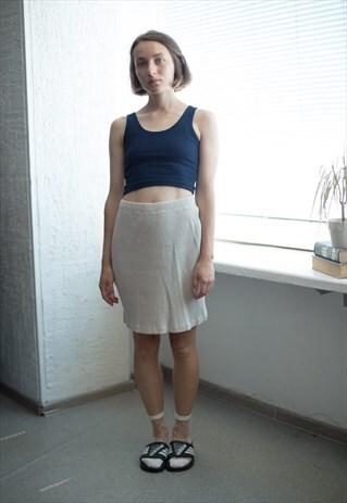 VINTAGE 90'S BEIGE KNITTED MIDI SKIRT