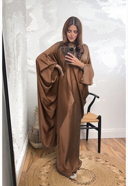 Abaya Skirt Co Ord Set (Brown)