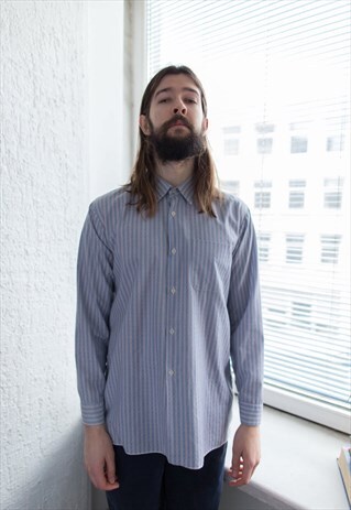 VINTAGE 70'S GREY STRIPED SHIRT