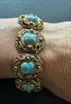 70'S VINTAGE LADIES BRACELET GOLD COSTUME JEWELLERY BLUE 