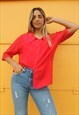Vintage 70's Red Double Collar Short Sleeve Shirt