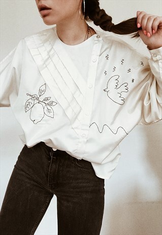 HAND EMBROIDERED BEIGE SHIRT