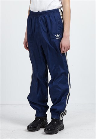 VINTAGE RETRO BLUE ADIDAS TRACK BOTTOMS JOGGERS