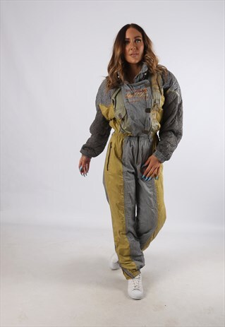 VINTAGE GOLD CHIPS FULL SKI SUIT SNOW SPORTS UK S 10 (J2G)