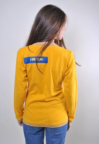 90S IKEA YELLOW UTILITY DEEP V WOMAN SWEATSHIRT