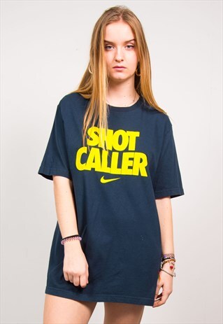 NIKE VINTAGE 90'S NAVY BLUE SHOT CALLER SLOGAN T-SHIRT