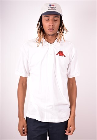 KAPPA MENS VINTAGE POLO SHIRT XL WHITE 90S