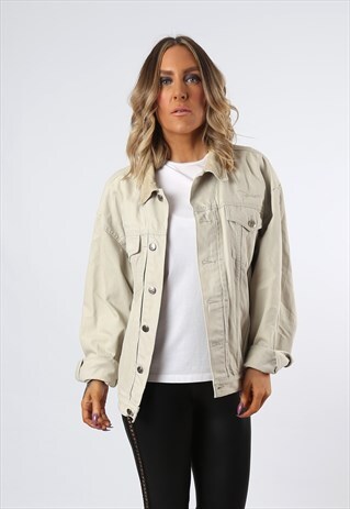 DENIM JACKET COLOURED OVERSIZED FITTED VINTAGE UK 16 (2DH)