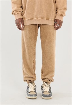 Khaki Washed Relaxed Fit Heavy Cotton sweatpants trousers 