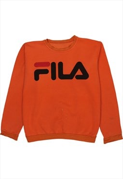 Vintage 90's Fila Sweatshirt Spellout Crew Neck Orange