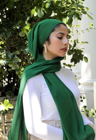 CHIFFON HIJAB IN FOREST GREEN