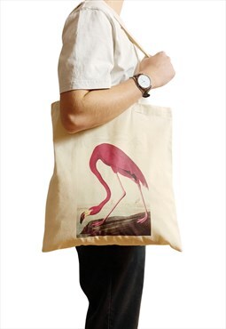Audubon American Flamingo Tote Bag Pink Vibrant Print