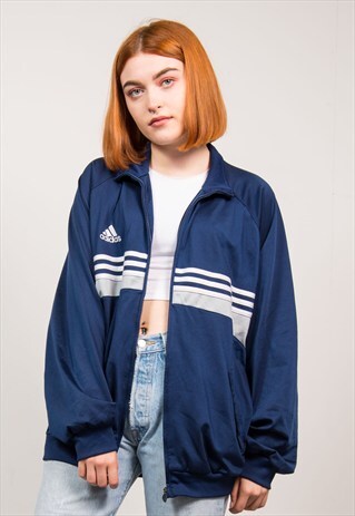 VINTAGE 90'S NAVY ADIDAS TRACKSUIT JACKET TOP