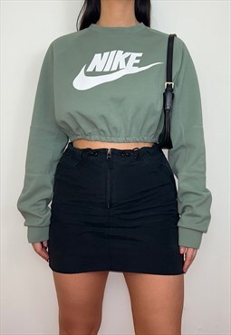 Reworked Nike Sage Green Cropped Sweatshirt