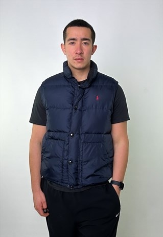 NAVY BLUE 90S POLO RALPH LAUREN PUFFER JACKET COAT GILET