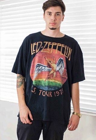 VINTAGE LED-ZEPPELIN 1975 TOUR T-SHIRT LOGO 90S 2XL 8.9