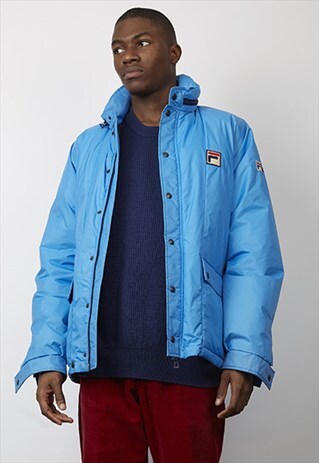 VINTAGE 80'S FILA BLUE DOWN PUFFER JACKET