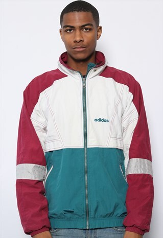 VINTAGE ADIDAS LOGO TRACK JACKET WHITE AND RED