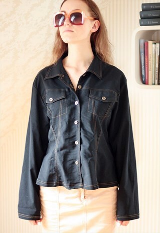 BLACK ELASTICATED VINTAGE SHIRT