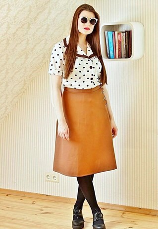 VINTAGE BROWN FIRM A LINE SKIRT