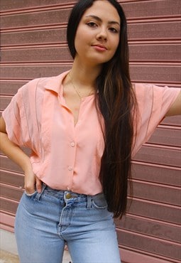 Pale Pink Blouse with Short Sleeve