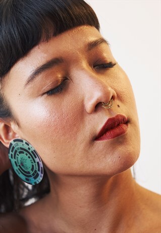 TAIS GREEN DISC EARRINGS