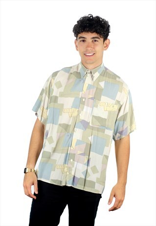 VINTAGE PATTERNED PASTEL BLUE SHIRT