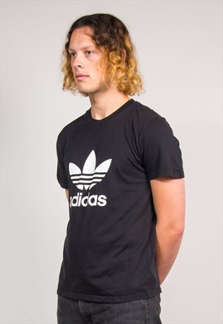 90'S VINTAGE ADIDAS CLASSIC TREFOIL LOGO BLACK T-SHIRT
