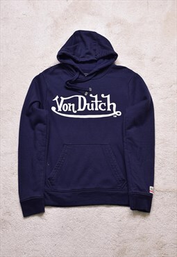 Women's Vintage Von Dutch Navy Spell Out Hoodie