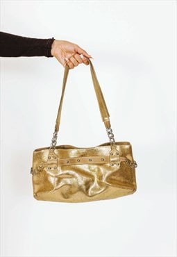 Vintage Y2K Gold Baguette Leather Bag 