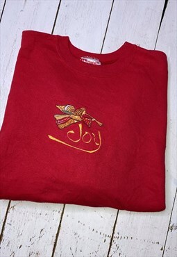 vintage christmas 90s sweater jumper embroidered joy