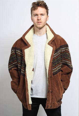 VINTAGE AZTEC INCA FLEECE LINED JACKET