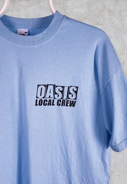 Vintage Oasis T-Shirt Tour Roadie Crew Member Rare Baby Blue