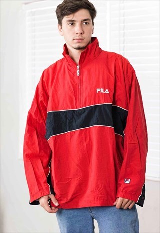 VINTAGE FILA 1/4 ZIP FRONT JACKET LOGO 90S XL 17.0