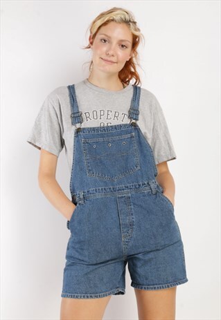 VINTAGE DENIM DUNGAREE SHORTS Z1578