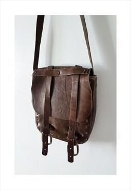1970s Vintage Tooled Leather Messenger Bag