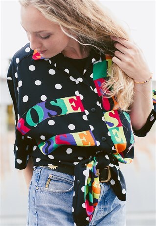 VINTAGE 90S POLKA DOT PATTERNED OVERSIZED SHIRT