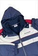 Reebok Vintage 90s Blue, white and red hooded padded jacket 