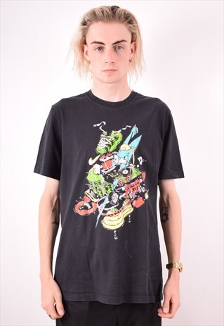 NIKE MENS VINTAGE T-SHIRT TOP LARGE BLACK 90S